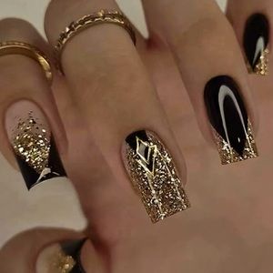 ✨Glamorous✨ Black and Gold press on nails 💅🏼
